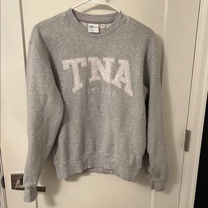 TNA logo cozy fleece perfect fit boyfriend crew